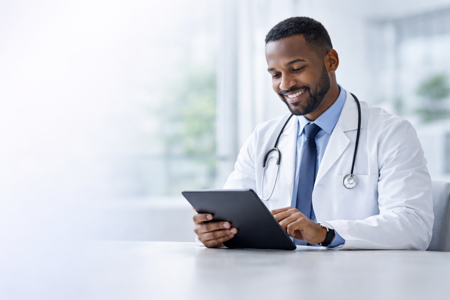 Doctor using Ripot on a tablet