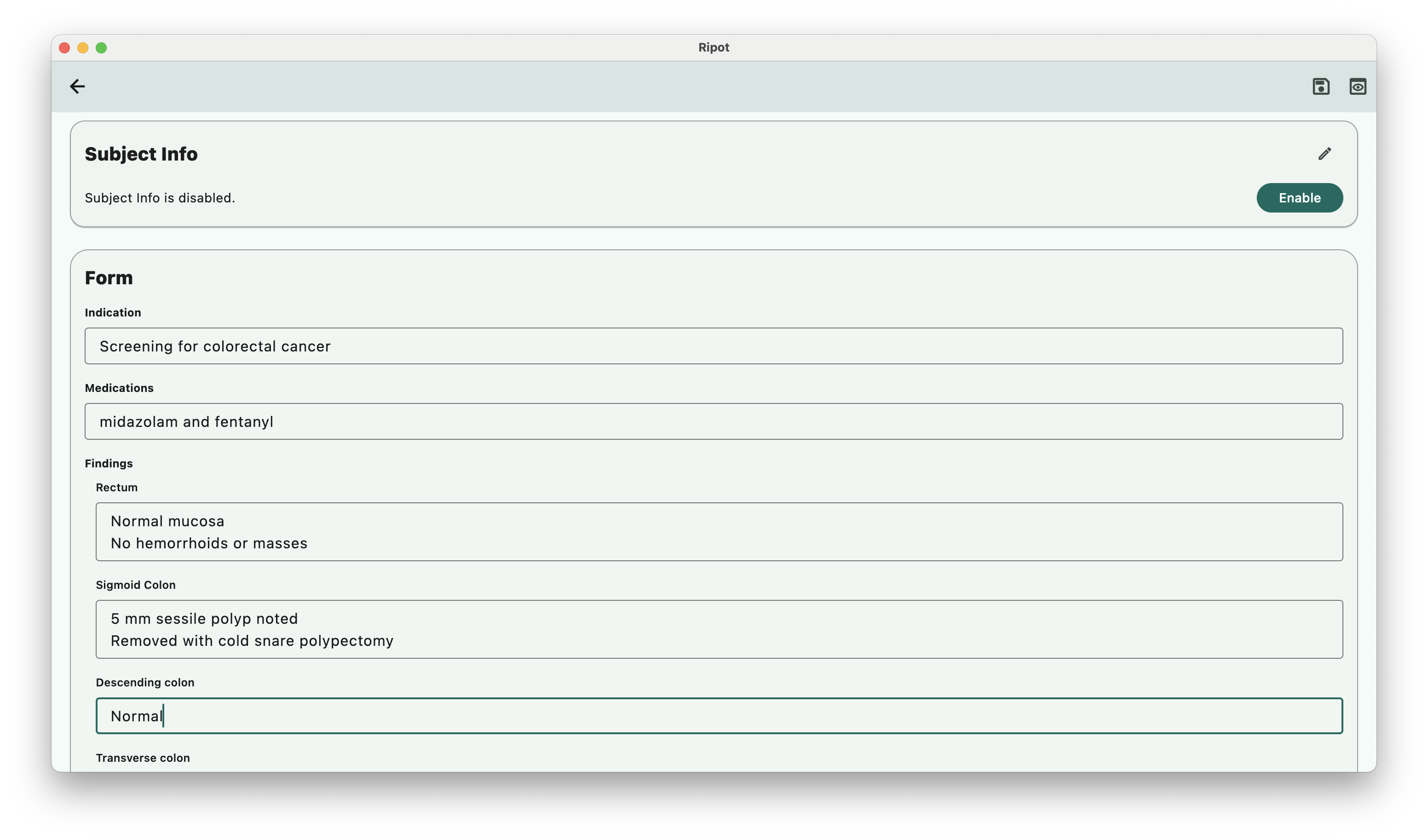 Ripot form mode screenshot
